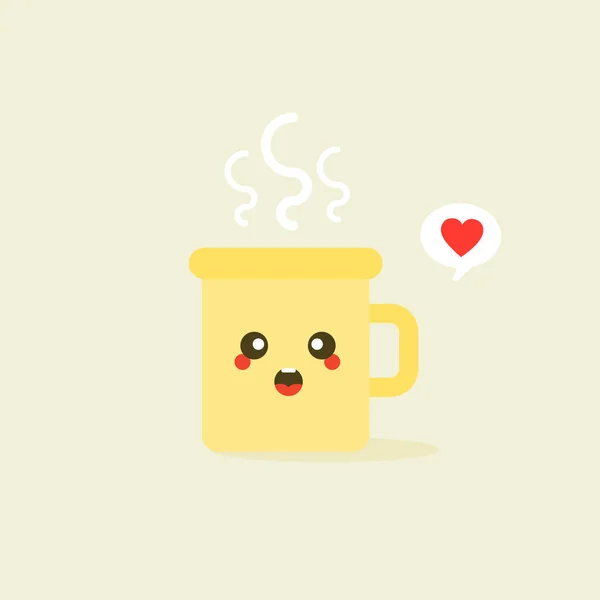 Cup Kawaii Emoji Cheeks Eyes Colored Beautiful Doodle Cups Character — Stock Vector