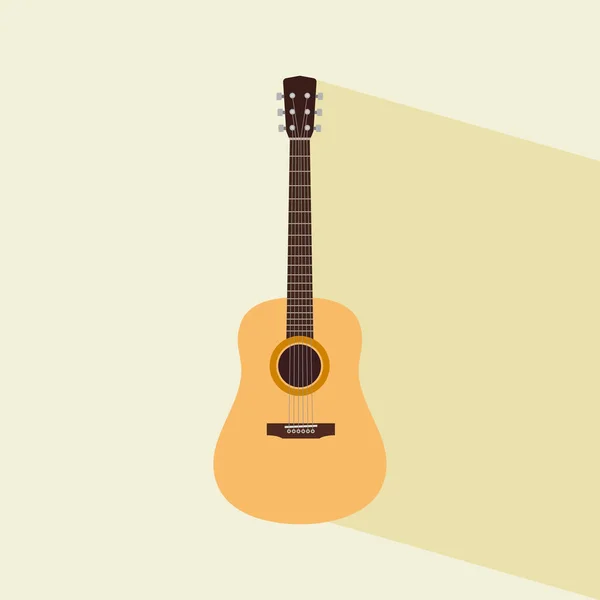 Accoustic Guitar Flat Design Vector Illustration Classical Wooden Guitar Vector — Stock Vector