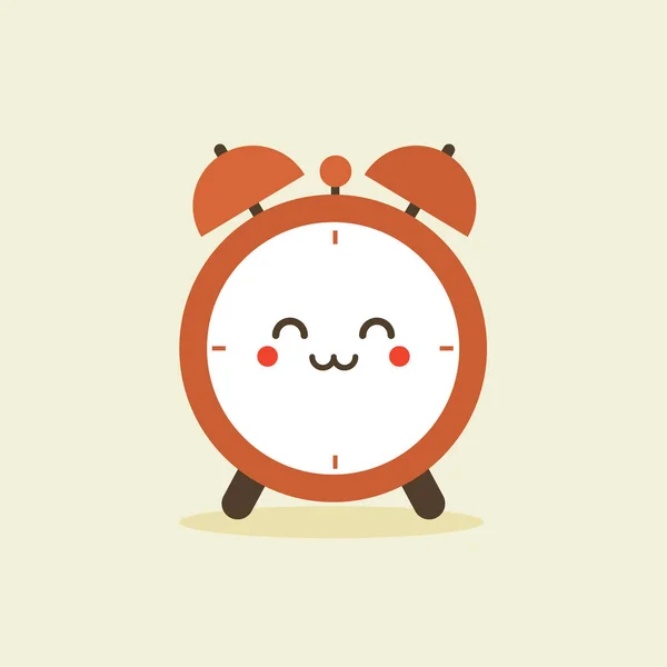 Caráter Bonito Kawaii Despertador Bonito Sorrindo Despertador Tempo Feliz Desenho — Vetor de Stock