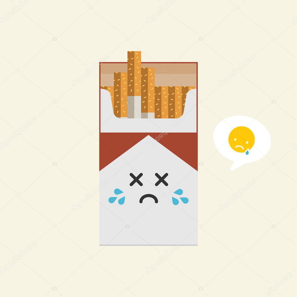 cigarette character mascot isolated on background, cigarettes illustration, cigarette simple clip art,smoking area icon in flat style.