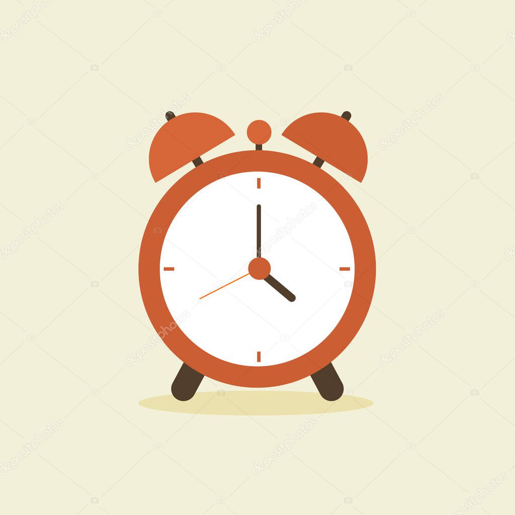 Alarm clock icon. Flat design style. Simple icon on color background. Web site page and mobile app design element