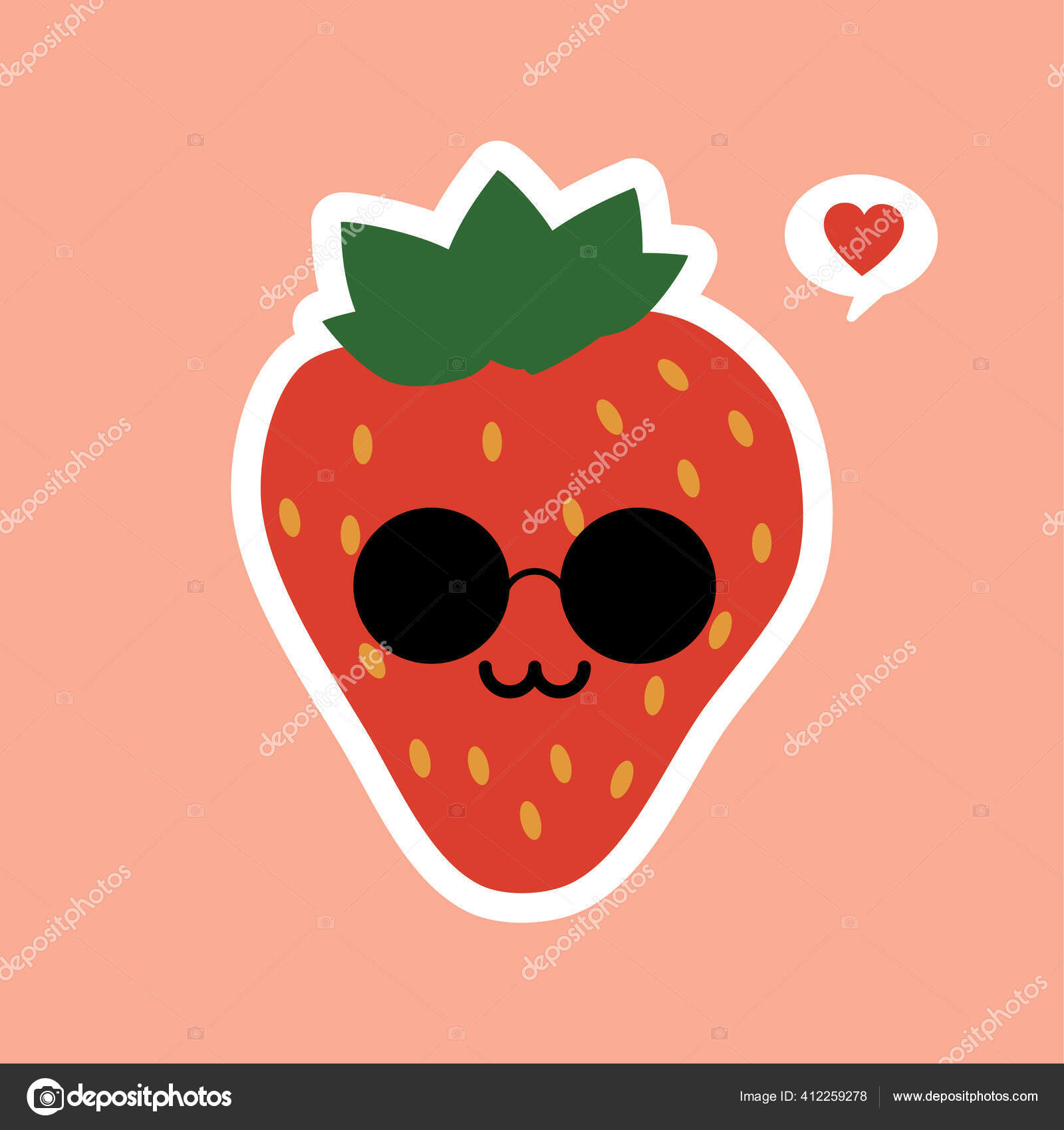 Conjunto de frutas kawaii dos desenhos animados isolado