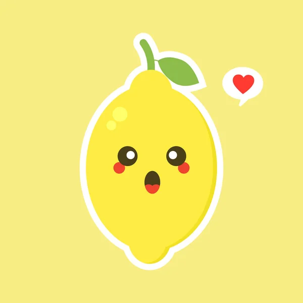 Personnages Drôles Kawaii Citron Expressions Heureuses Illustration Vectorielle Bande Dessinée — Image vectorielle