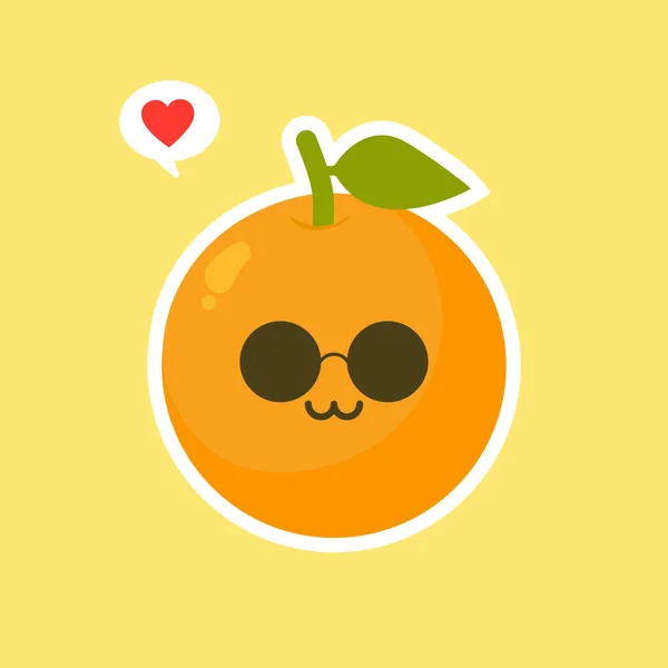 Πορτοκαλί Χαριτωμένο Και Kawaii Χαρακτήρα Κινουμένων Σχεδίων Φρούτων Απομονώνονται Διάνυσμα — Διανυσματικό Αρχείο
