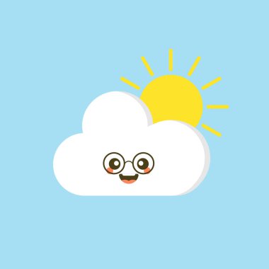 bulut düz tasarım vektör çizimi