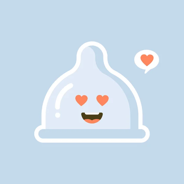 Bonito Kawaii Preservativo Forma Emoticons Engraçados Símbolos Emoji Contracepção Látex — Vetor de Stock