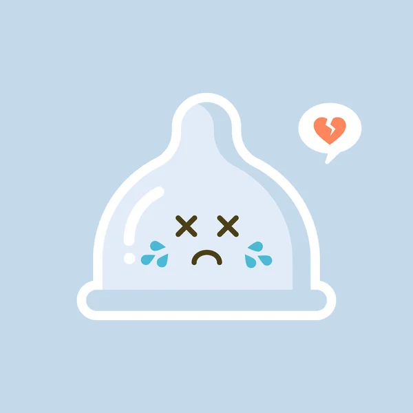 Lindo Kawaii Condón Forma Divertidos Emoticonos Símbolos Emoji Anticoncepción Látex — Archivo Imágenes Vectoriales