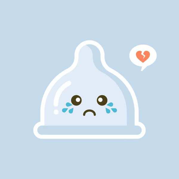Carino Kawaii Preservativo Forma Emoticon Divertenti Simboli Emoji Contraccettivi Lattice — Vettoriale Stock