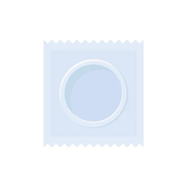 Kondom Flache Designvektorillustration Kondom Plastikverpackung Mit Offensichtlichem Kreis Produktform Und — Stockvektor