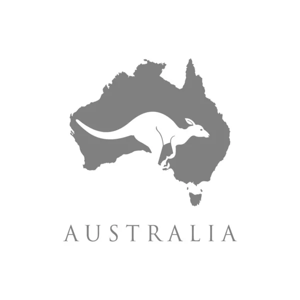 Logo Mapa Australia Con Diseño Canguro Vector Ilustración — Archivo Imágenes Vectoriales