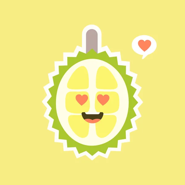 Frutas Durianas Divertidas Kawaii Lindo Personaje Durian Con Expresión Facial — Archivo Imágenes Vectoriales