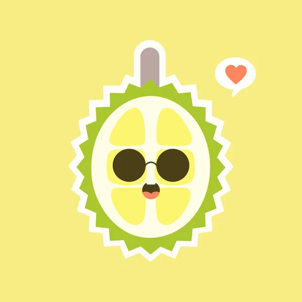 Grappig Kawaii Durian Fruit Schattig Duriaans Karakter Met Gezichtsuitdrukking Emoji — Stockvector