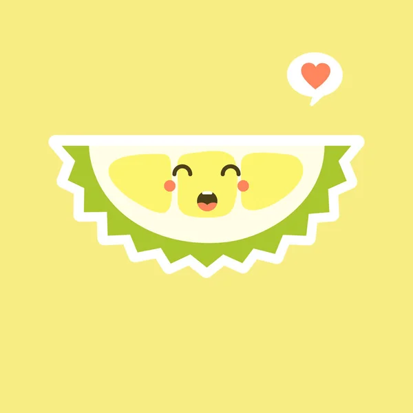 Vtipné Kawaiské Durianské Ovoce Roztomilá Durianská Postava Výrazem Tváře Emoji — Stockový vektor