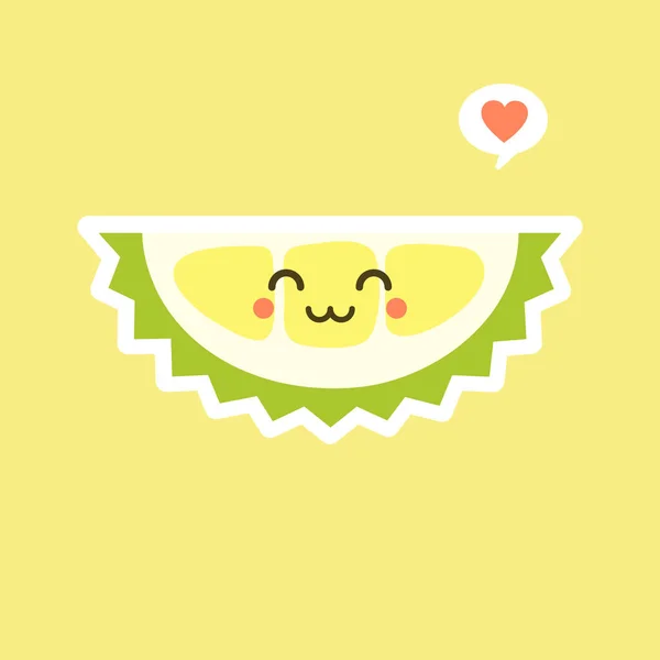 Frutas Durianas Divertidas Kawaii Lindo Personaje Durian Con Expresión Facial — Vector de stock