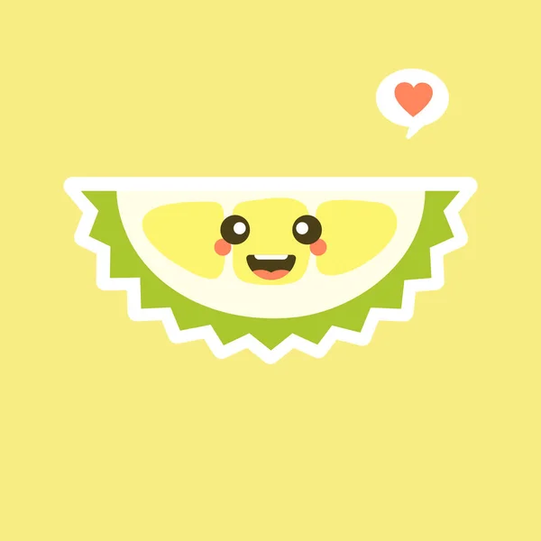 Funny Kawaii Durian Fruits Cute Durian Character Face Expression Emoji — Stock Vector