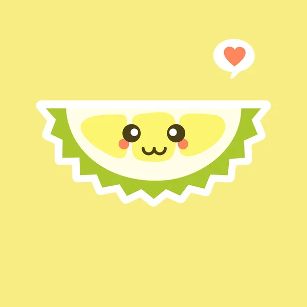 Frutas Durianas Divertidas Kawaii Lindo Personaje Durian Con Expresión Facial — Vector de stock