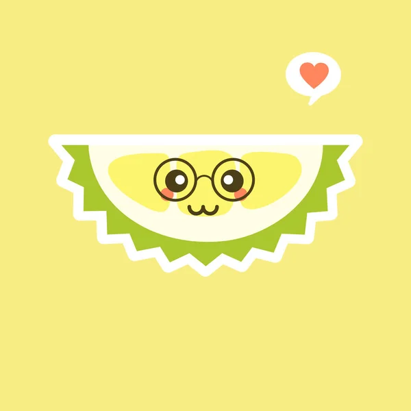 Śmieszne Kawajskie Owoce Duriana Cute Durian Postać Wyrazem Twarzy Emoji — Wektor stockowy