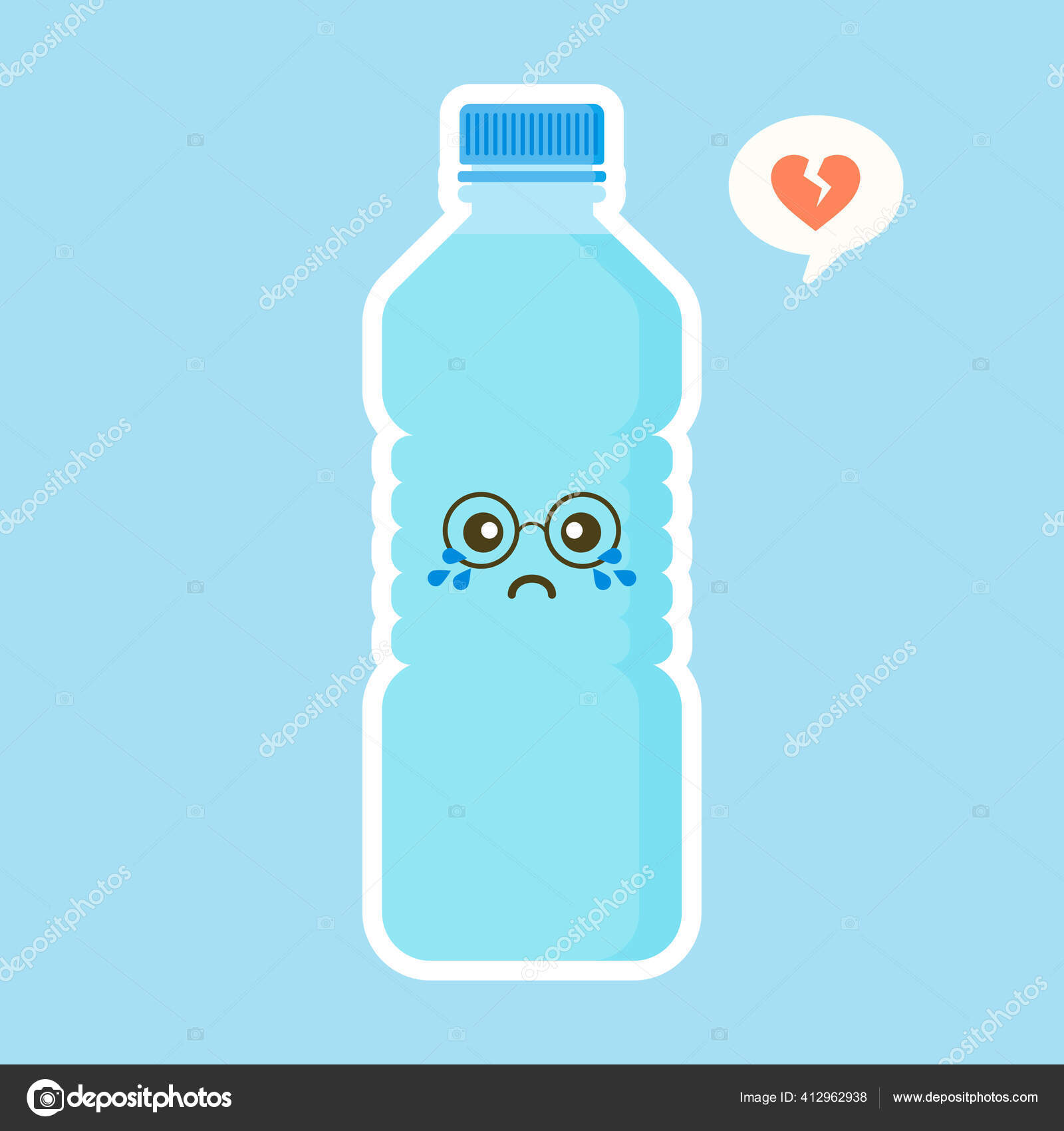 Lindo Kawaii Personaje Dibujos Animados Agua Mineral Una Botella Agua  vector, gráfico vectorial © diplograma imagen #412962938