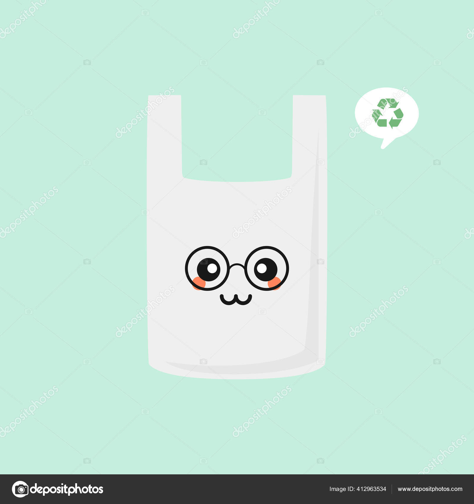 Plastik Tas Kartun Karakter Vektor Stiker Stiker Ekologi Dengan Bungkus Stok Vektor C Diplograma 412963534