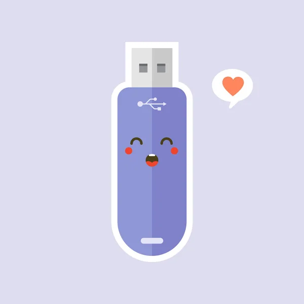 Kawaii Und Niedlichen Usb Stick Symbol Isoliert Auf Farbigem Hintergrund — Stockvektor