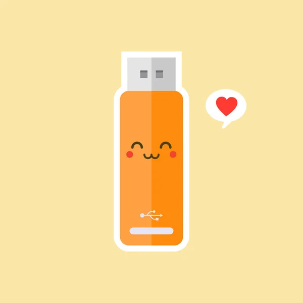 Kawaii Ładny Usb Flash Drive Ikona Izolowana Tle Koloru Ikona — Wektor stockowy