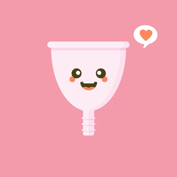 Bonito Feliz Sorrindo Copo Menstrual Isolado Fundo Rosa Desenho Ilustração —  Vetores de Stock