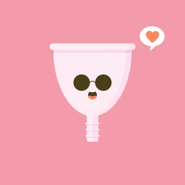 Aranyos Boldog Mosolygós Menstruációs Csésze Rózsaszín Háttérrel Elszigetelve Vektor Rajzfilm — Stock Vector