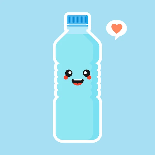 Personnage Eau Minérale Dessin Animé Mignon Kawaii Drôle Bouteille Eau — Image vectorielle