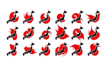 Kırmızı fırça darbesiyle Japon haritası, kırmızı boya darbesi arka planı