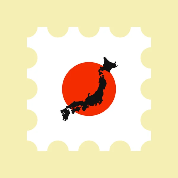 Japán Térkép Bélyegző Zászlóval Postai Bélyegek Japán Kultúra Témájában — Stock Vector