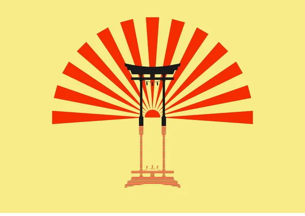Японские Ворота Тори Символ Японии Религия Синтоизма Красная Деревянная Священная — стоковый вектор