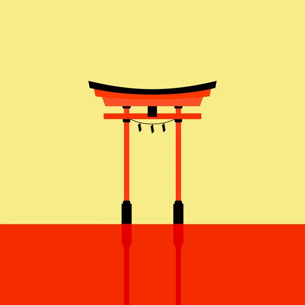 Японські Ворота Торії Символ Японії Релігія Синтоїзму Червона Дерев Яна — стоковий вектор