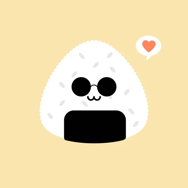 Illustration Vectorielle Onigiri Mignon Logo Caractère Kawaii Design Boule Riz — Image vectorielle