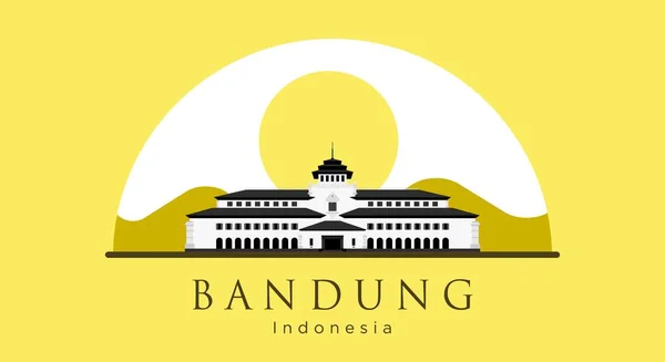 Ilustrasi Vektor Gaya Datar Gedung Sate Ikon Bandung Jawa Barat - Stok Vektor