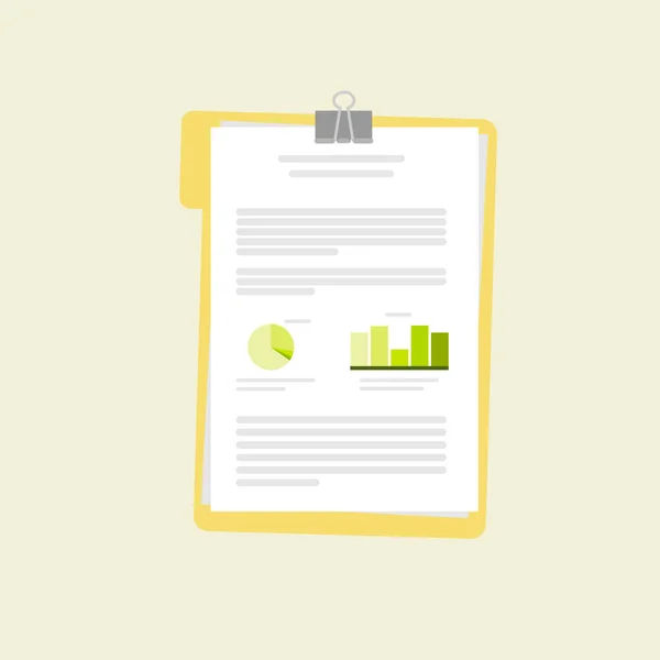 Documento Con Dati Statistiche Illustrazione Vettoriale Isolata Cartella Pila Fogli — Vettoriale Stock