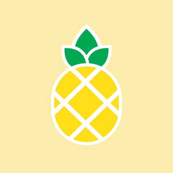 Ananas Con Icona Foglia Frutto Tropicale Isolato Fondo Bianco Simbolo — Vettoriale Stock