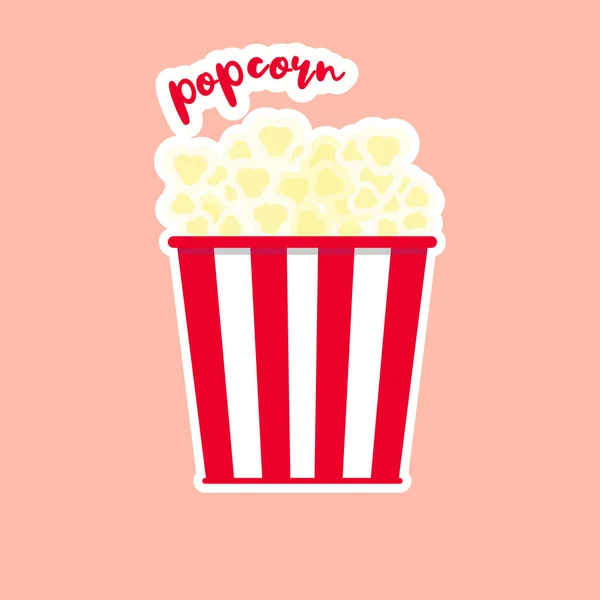 Schattig Kawaii Pop Maïs Popcorn Red Bucket Box Cinema Snack — Stockvector