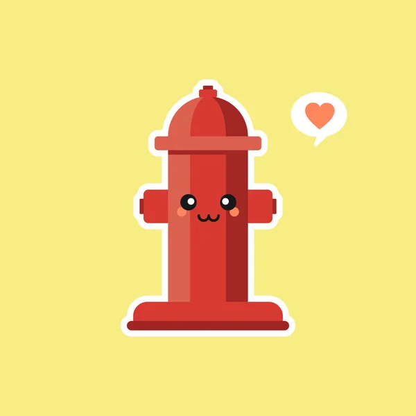 Hydrant Street Pipe Cute Kawaii Ikona Wektor Kreskówki Ilustracja Rura — Wektor stockowy