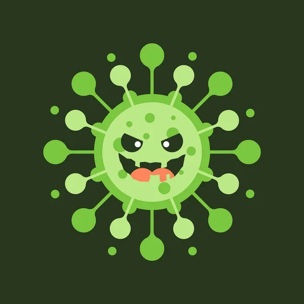 Karakter Kartun Corona Virus Pada Latar Belakang Warna Korona Virus - Stok Vektor
