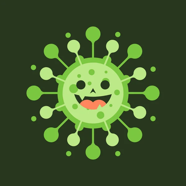 色の背景にコロナウイルスの漫画のキャラクター病原性呼吸器コロナウイルス2019 Ncov武漢 中国から ポスター マスコット 絵文字 絵文字に適しています Covid Sars Mers — ストックベクタ