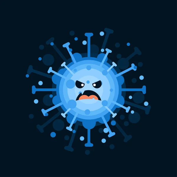 Характер Corona Virus Виразом Обличчя Віріон Коронавірусу Кольоровому Тлі 2019 — стоковий вектор
