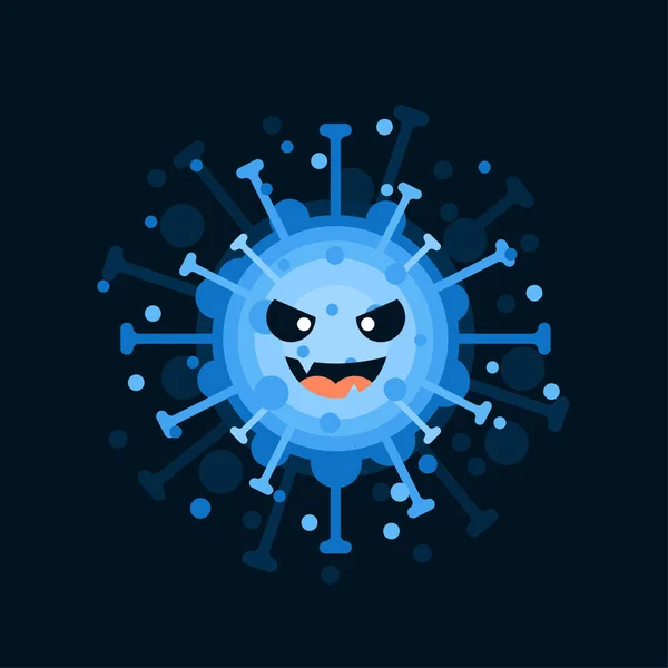 Характер Corona Virus Виразом Обличчя Віріон Коронавірусу Кольоровому Тлі 2019 — стоковий вектор
