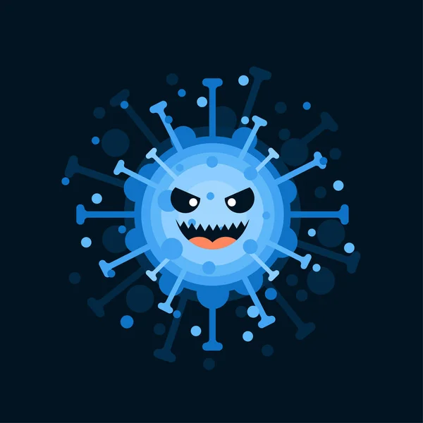 Personaje Corona Virus Con Expresión Facial Virión Coronavirus Sobre Fondo — Vector de stock