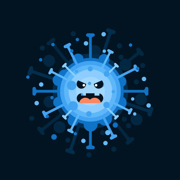 Charakter Corona Virus Výrazem Tváře Virion Koronaviru Barevném Pozadí 2019 — Stockový vektor