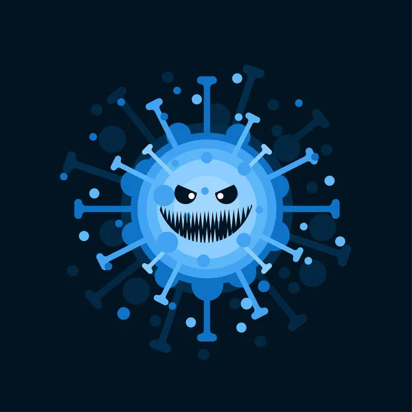 Karakter Corona Virus Dengan Ekspresi Wajah Virion Dari Coronavirus Pada - Stok Vektor