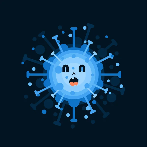 Charakter Corona Virus Výrazem Tváře Virion Koronaviru Barevném Pozadí 2019 — Stockový vektor