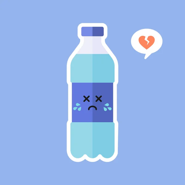 漫画水ベクトルイラストのボトル 健康的で幸せな生活のための飲み物の概念 ミネラルウォーターフラットデザインベクトルイラスト 健康的な栄養と飲料ミネラルウォーターの概念 — ストックベクタ
