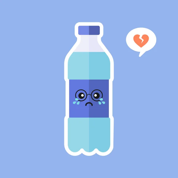 漫画水ベクトルイラストのボトル 健康的で幸せな生活のための飲み物の概念 ミネラルウォーターフラットデザインベクトルイラスト 健康的な栄養と飲料ミネラルウォーターの概念 — ストックベクタ