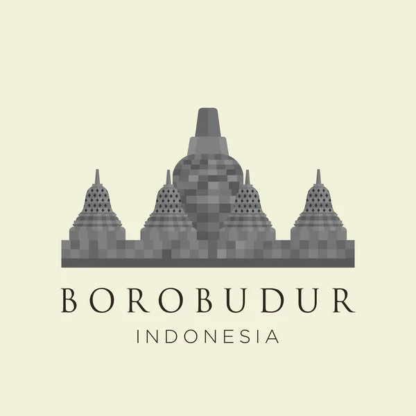 Bangunan Bersejarah Kota Yogyakarta Candi Borobudur Desain Ikon Kartun Sederhana - Stok Vektor