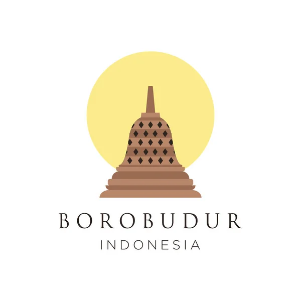 Historická Budova Městě Yogyakarta Chrám Borobudur Jednoduchý Ikona Design Karikatura — Stockový vektor